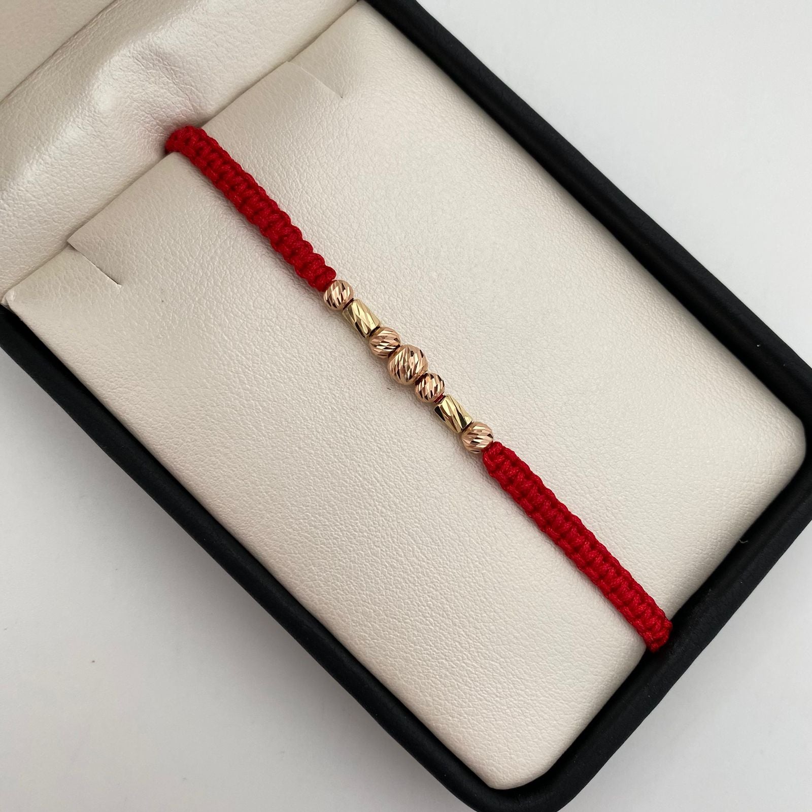 Pulsera tejida con cilindros y balines diamantados 5mm 4mm  Oro amarillo y Oro rosa 18k 0,75 Gr