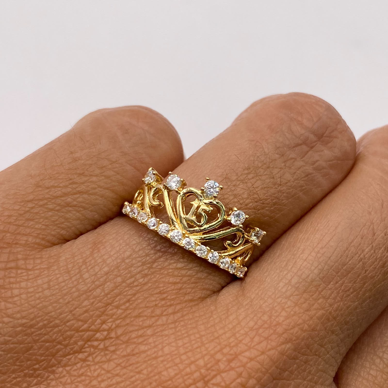 Anillo 15 Casting Blanco Oro amarillo 18k / Talla 7 / 2,65 Gr