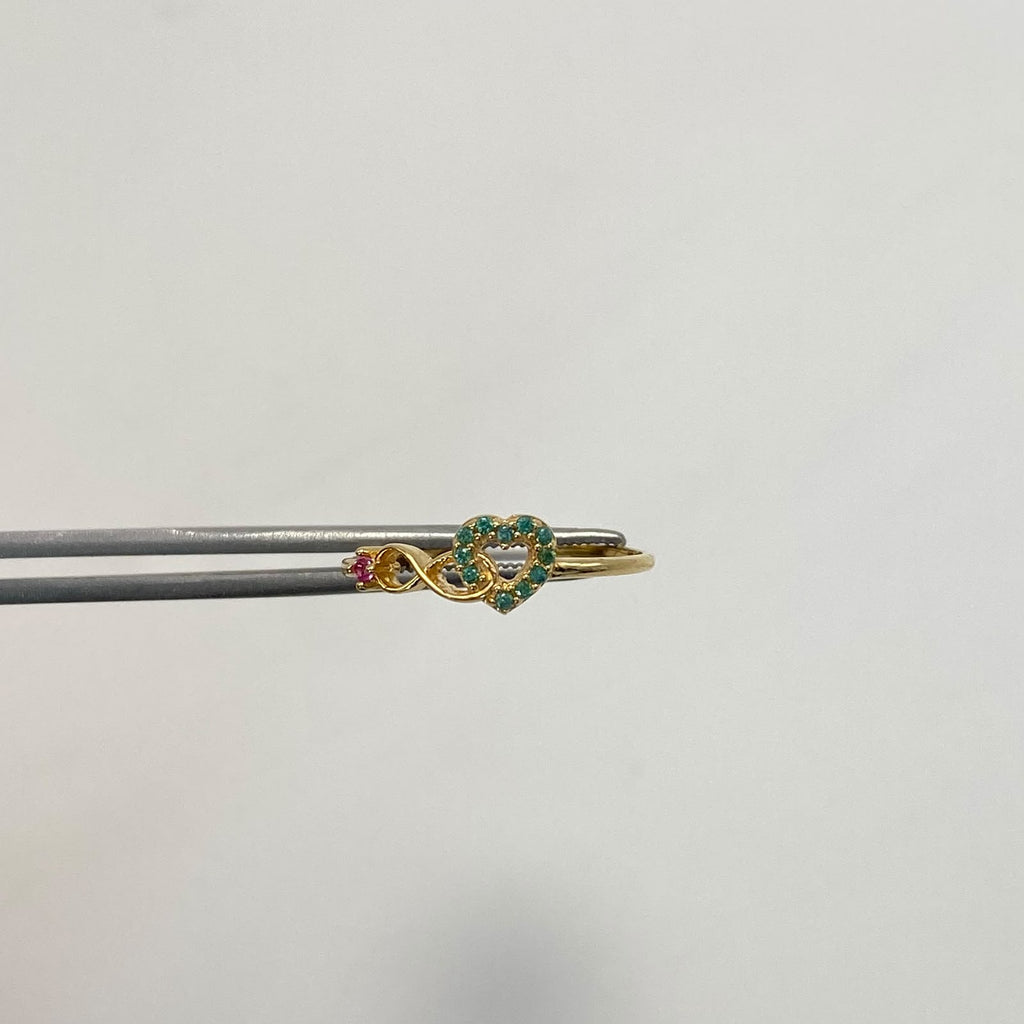 Anillo Corazon silueta circones agua marina Oro amarillo 18k / Talla 7 1/4 / 1,15 Gr / 1 mm