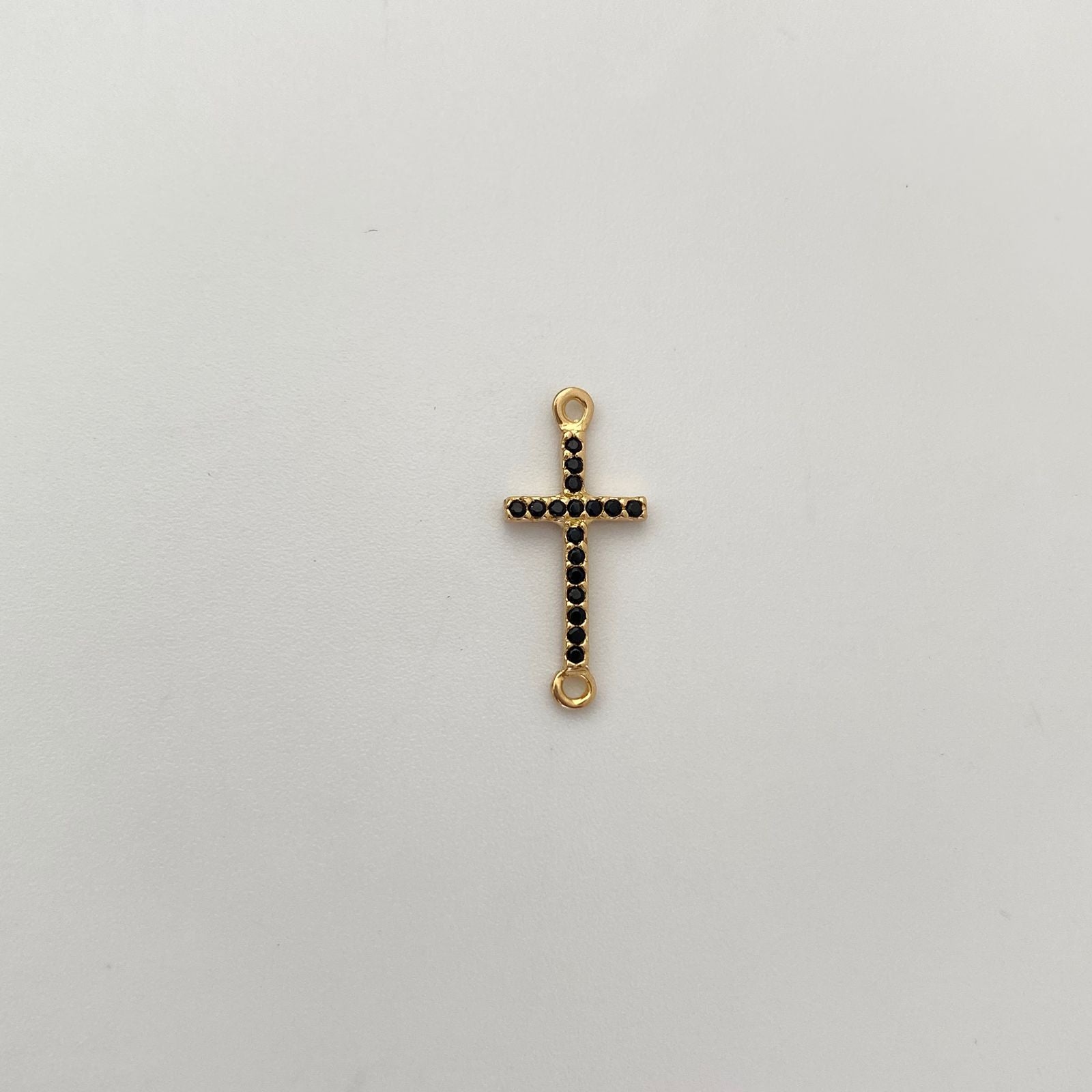 Herraje Cruz Casting Negro Oro amarillo 18k 0,6 Gr / 1 Cm