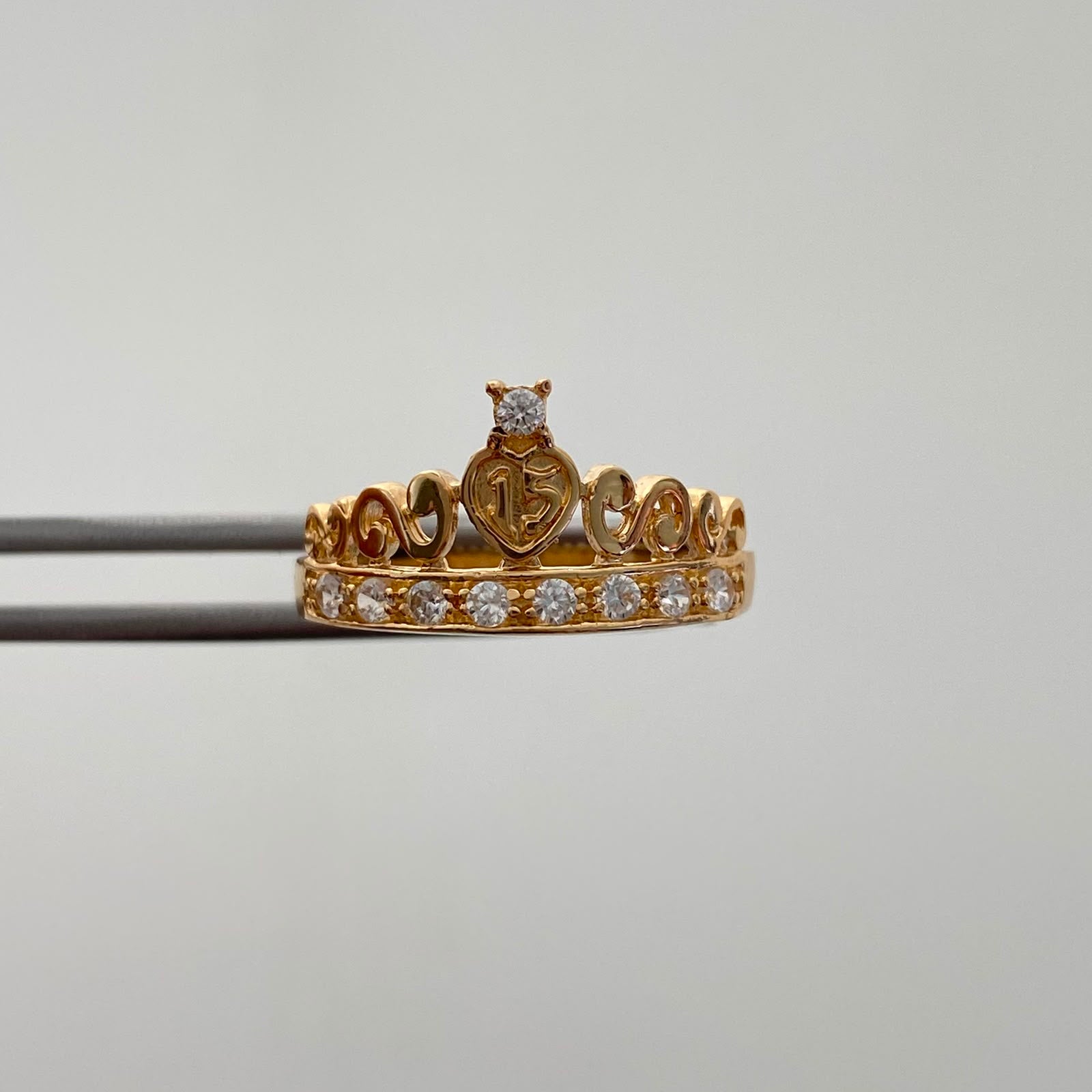 Anillo 15 Casting Blanco Oro amarillo 18k / Talla 7 / 2,45 Gr