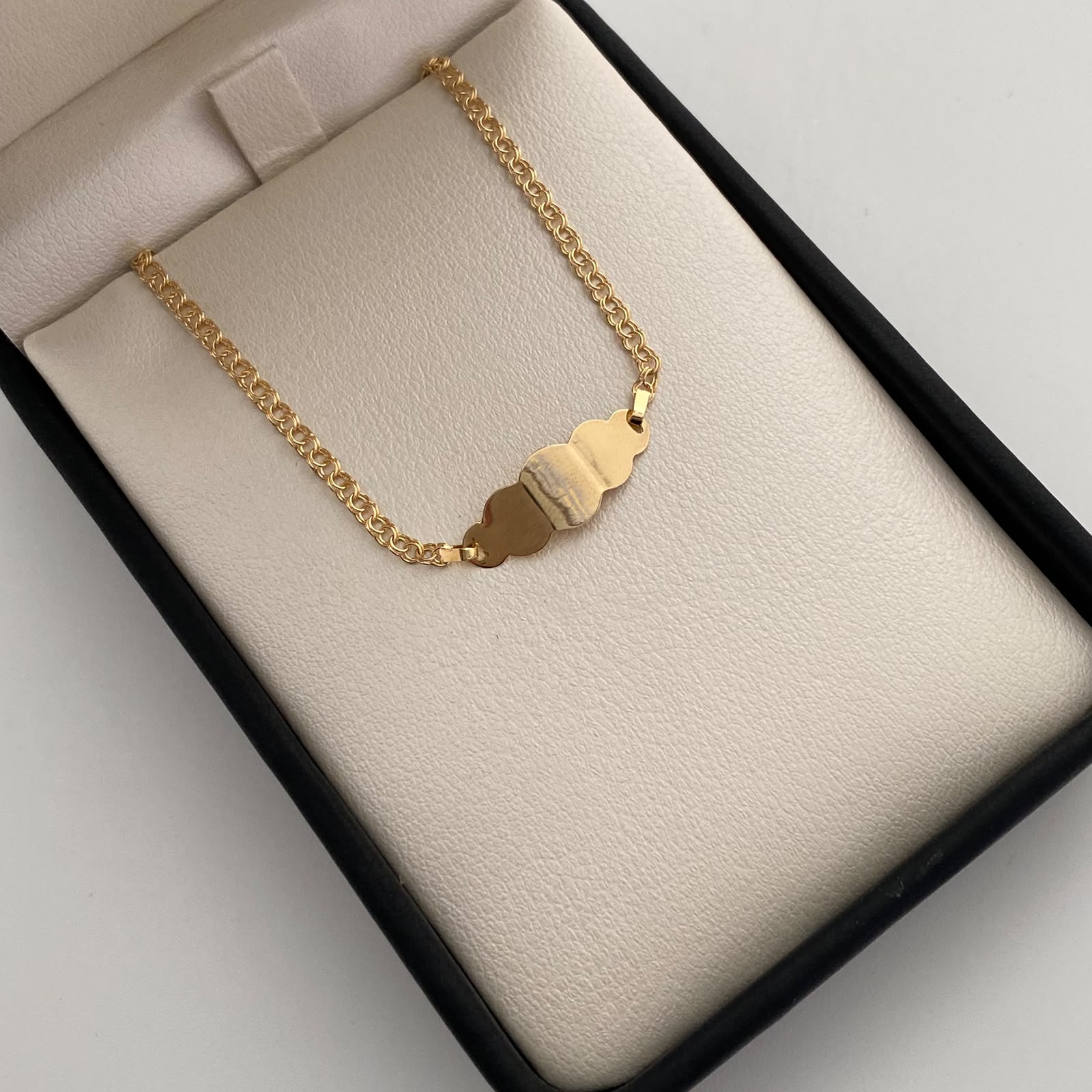 Pulso bebé Placa Nube Aro Seguido Oro amarillo 18k 1,45 Gr / 2,7 mm / 15,1 Cm Broche 0,20