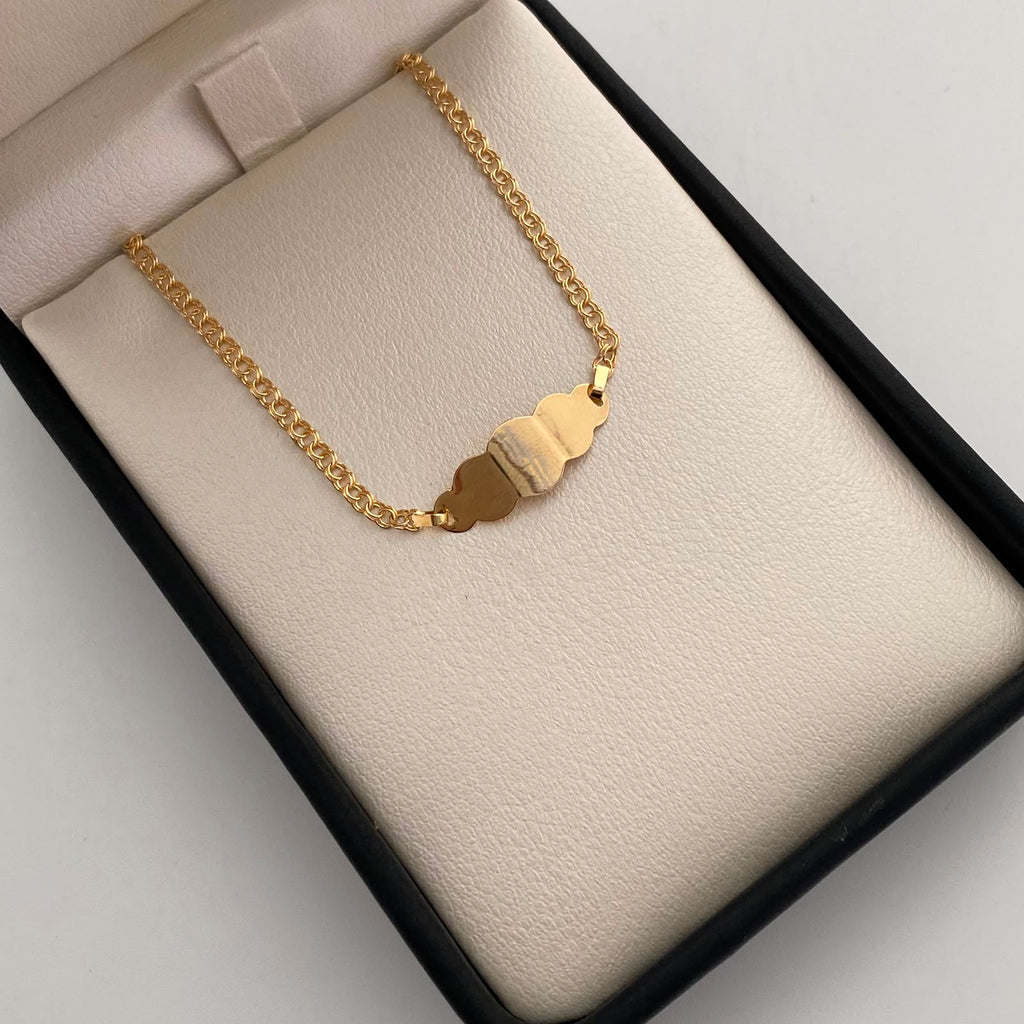 Pulso bebé Placa Nube Aro Seguido Oro amarillo 18k 1,45 Gr / 2,7 mm / 15,4 Cm Broche 0,20