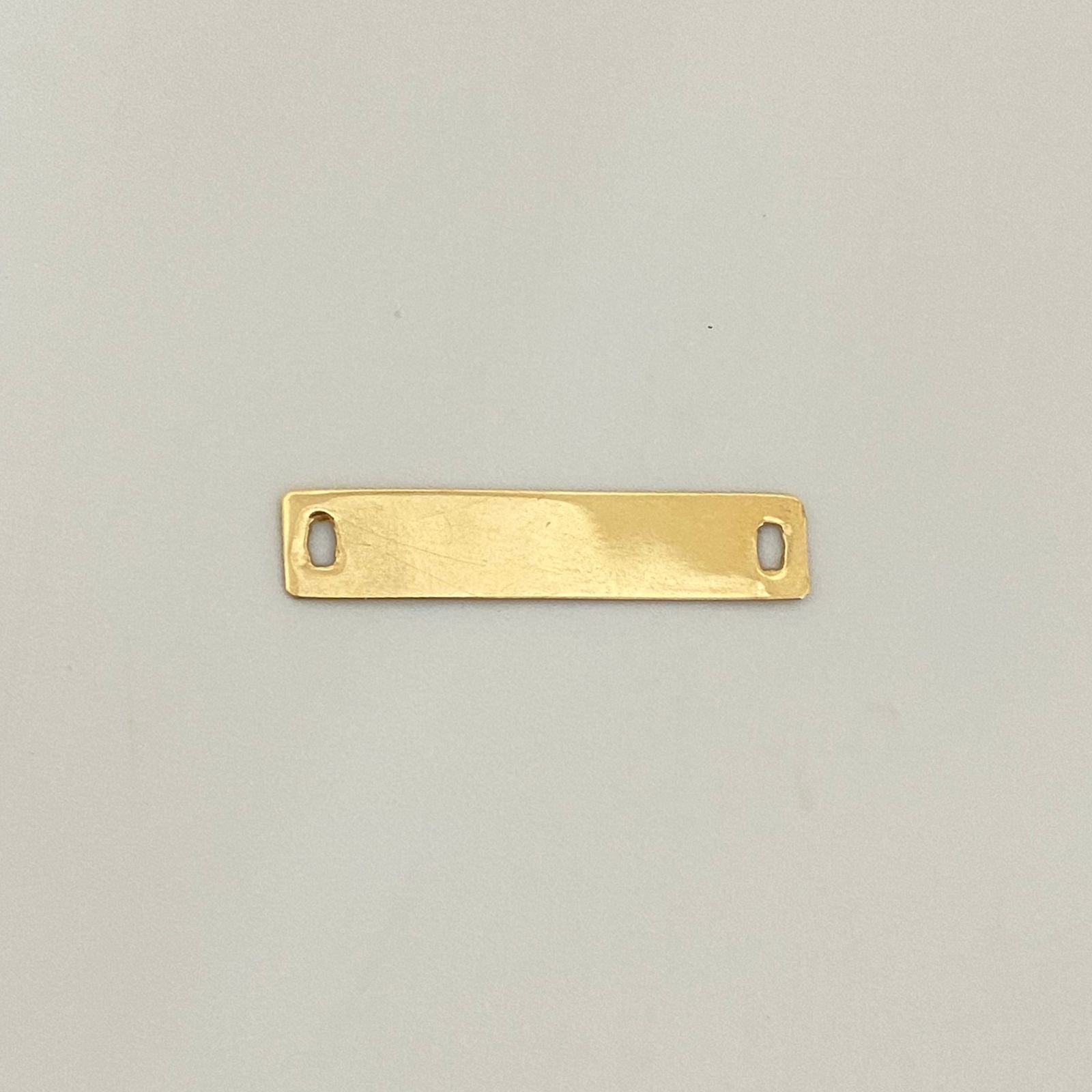 Herraje placa semi cuadrada lisa  Oro amarillo 18k 0,35 Gr / 2,5 Cm