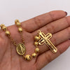 Rosario bola diamantada mate 6 y 8 virgen milagrosa  Oro amarillo 18k 28,30 Gr / 60 Cm