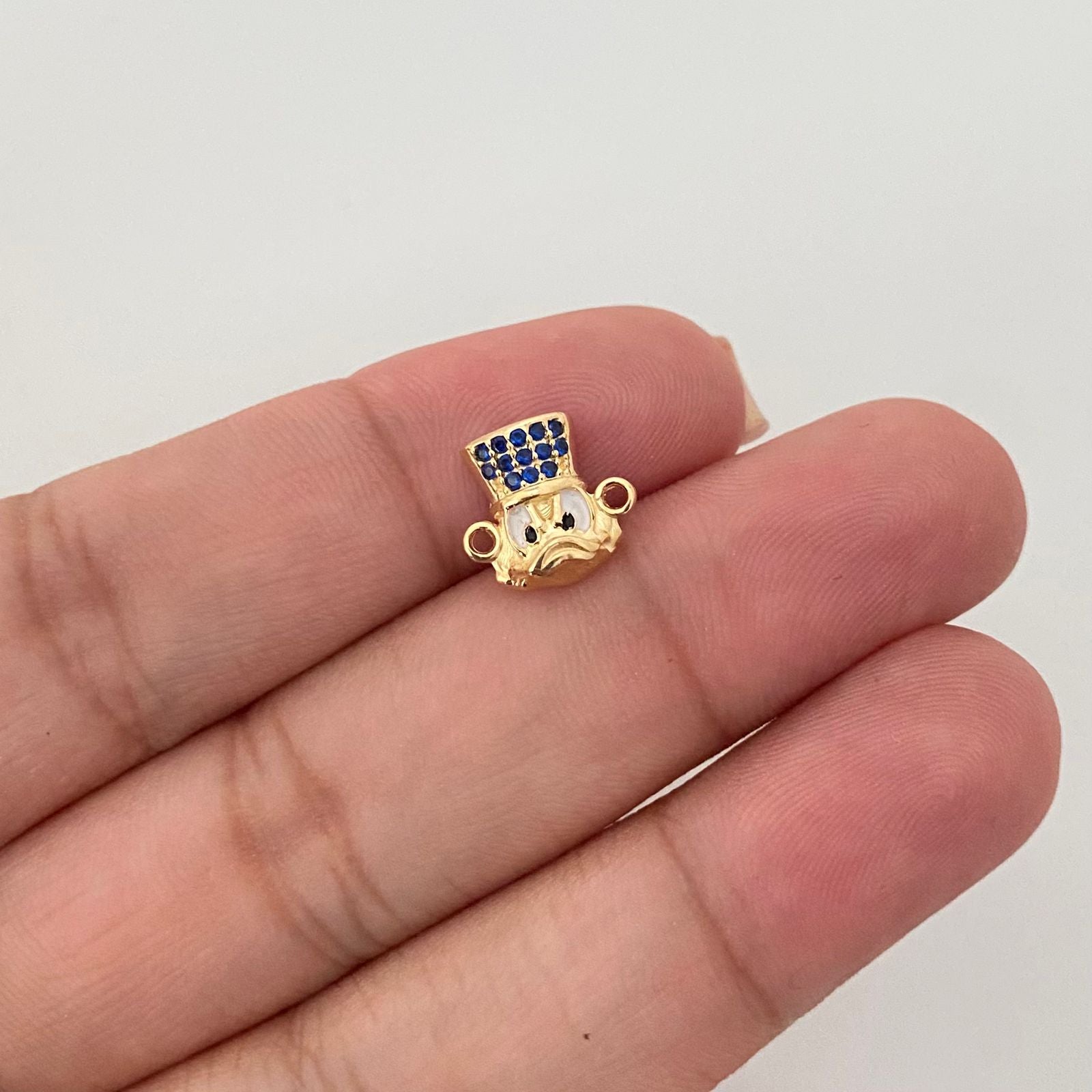 Herraje pato sombrero circones azul Oro amarillo 18k 1,15 Gr / 1,0 Cm