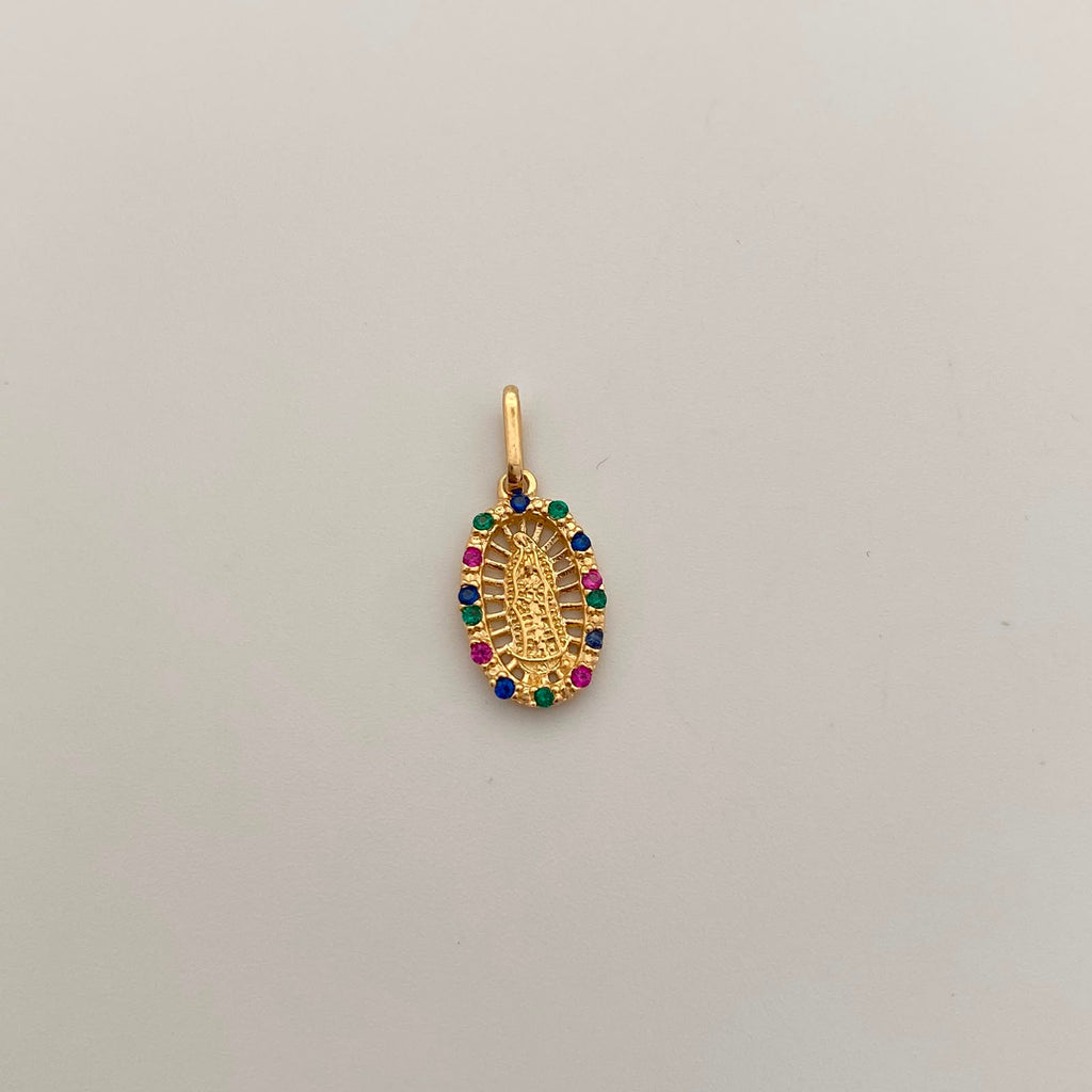 Dije Virgen de Guadalupe Casting Multicolor Oro amarillo 18k 1,25 Gr / 9,3 mm / 2,1 Cm