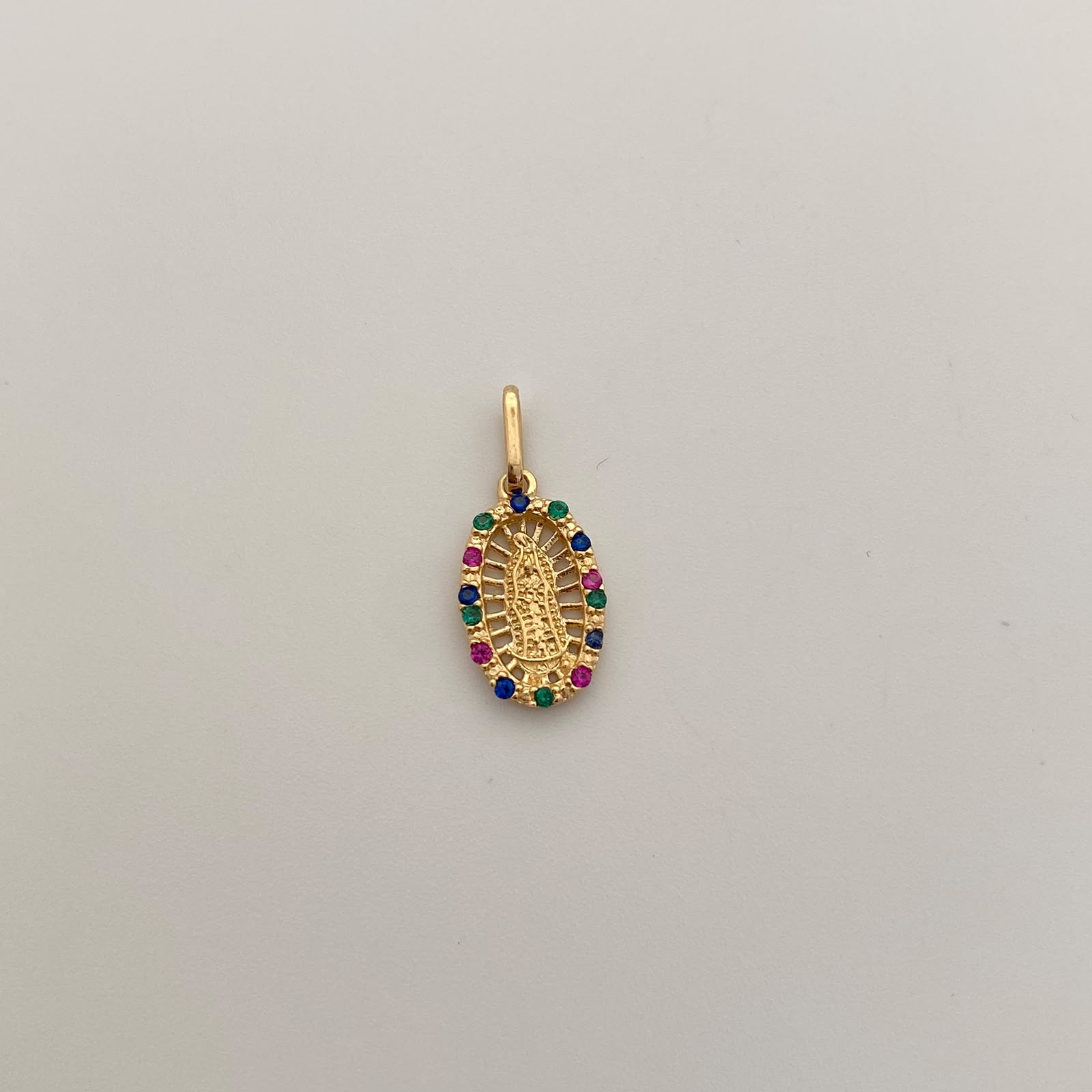 Dije Virgen de Guadalupe Casting Multicolor Oro amarillo 18k 1,25 Gr / 9,3 mm / 2,1 Cm