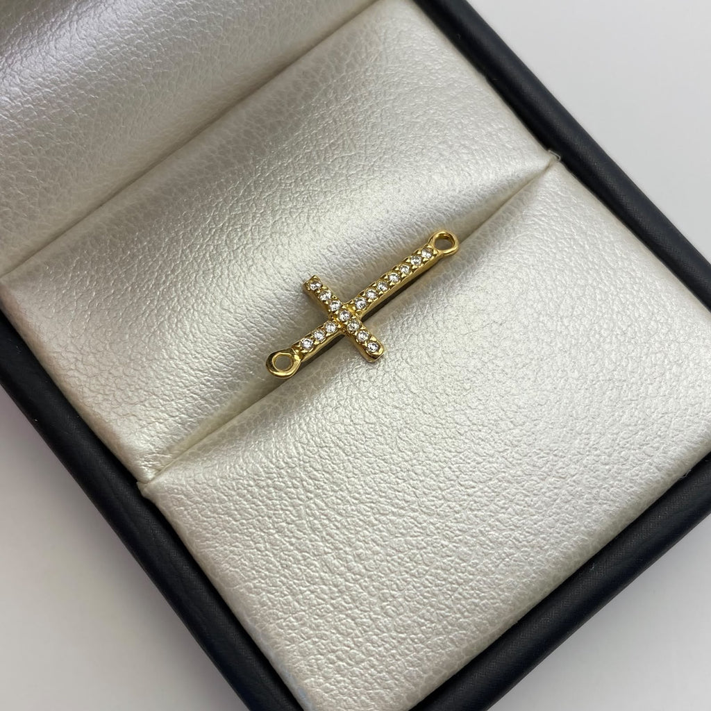 Herraje Cruz casting blanco Oro amarillo 18k 0,6 Gr / 2 Cm