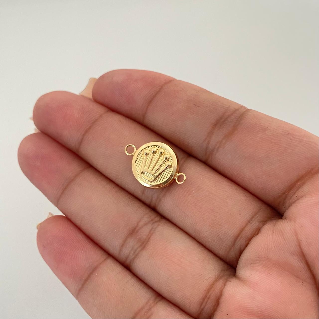 Herraje corona rx fondo punteado Oro amarillo 18k 0,8 Gr / 1,8 Cm