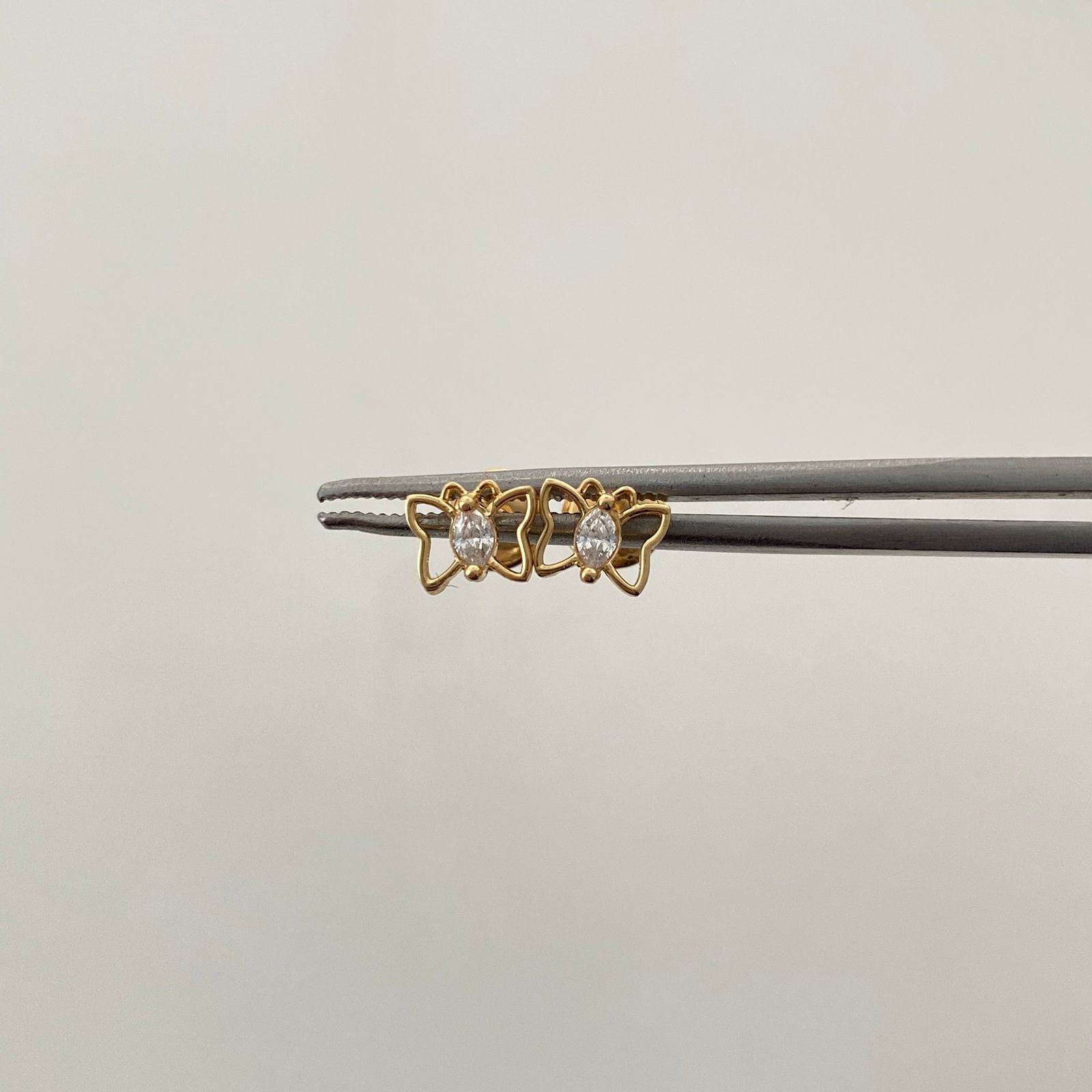 Topos Mariposa circon blanco Oro amarillo 18k 0,7 Gr / 6,5 mm