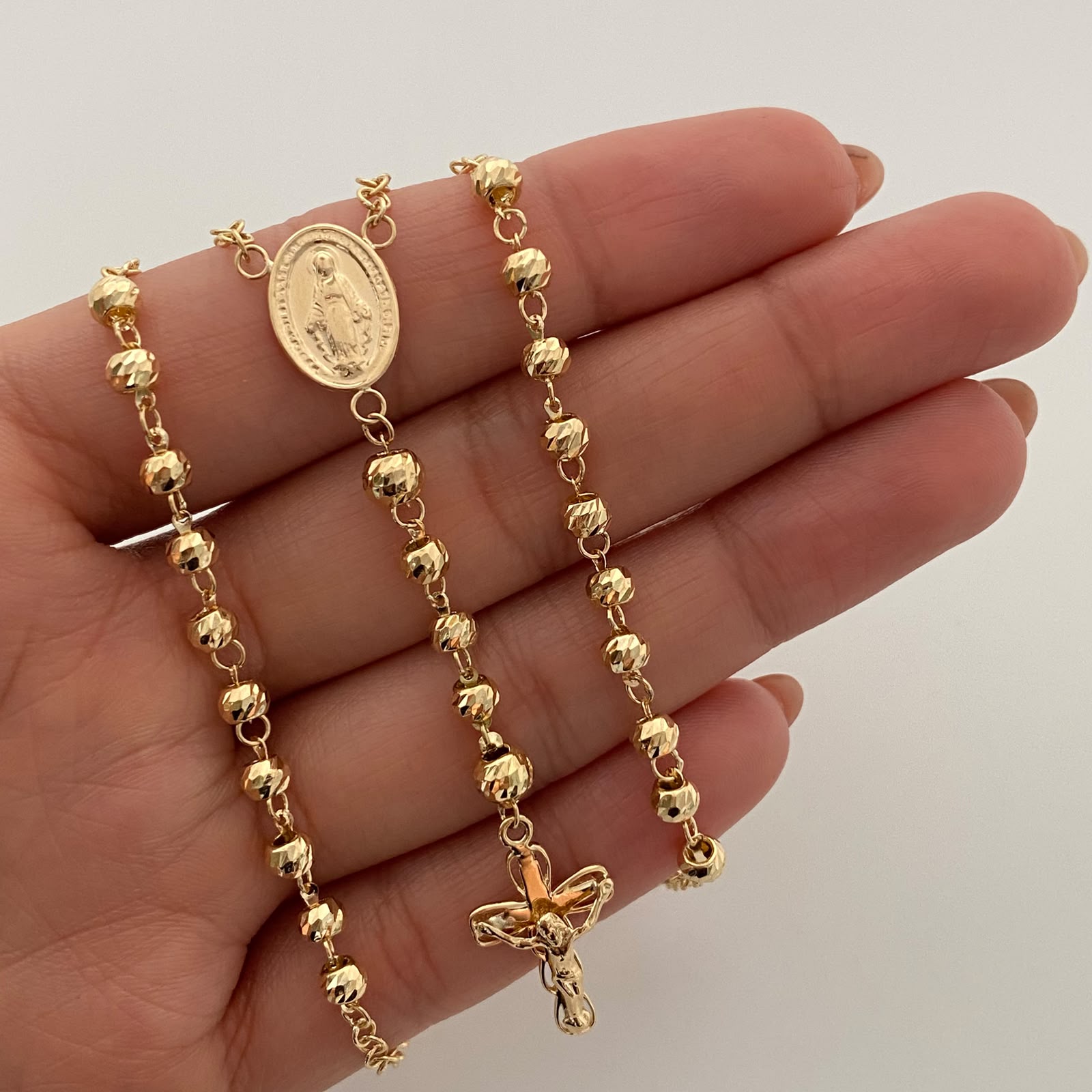 Rosario Virgen Milagrosa Oro amarillo 18k 10,80 Gr / 4 mm / 60 Cm Broche 0,40
