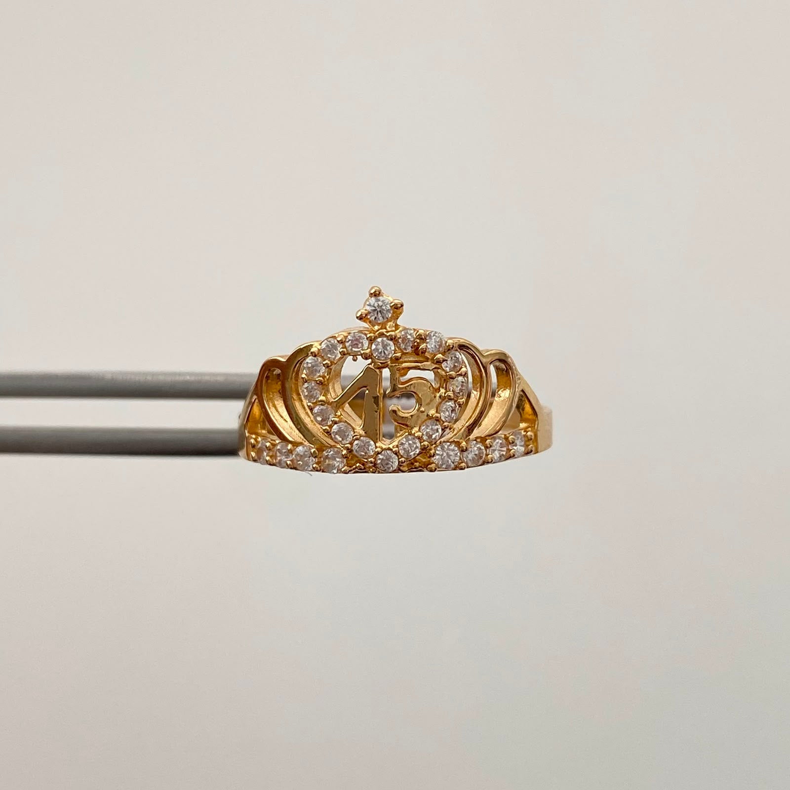 Anillo 15 Casting Blanco Oro amarillo 18k / Talla 7 / 2,65 Gr