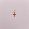 Dije cruz circones fucsias Oro amarillo 18k 0,4 Gr / 6,9 mm / 1,5 Cm