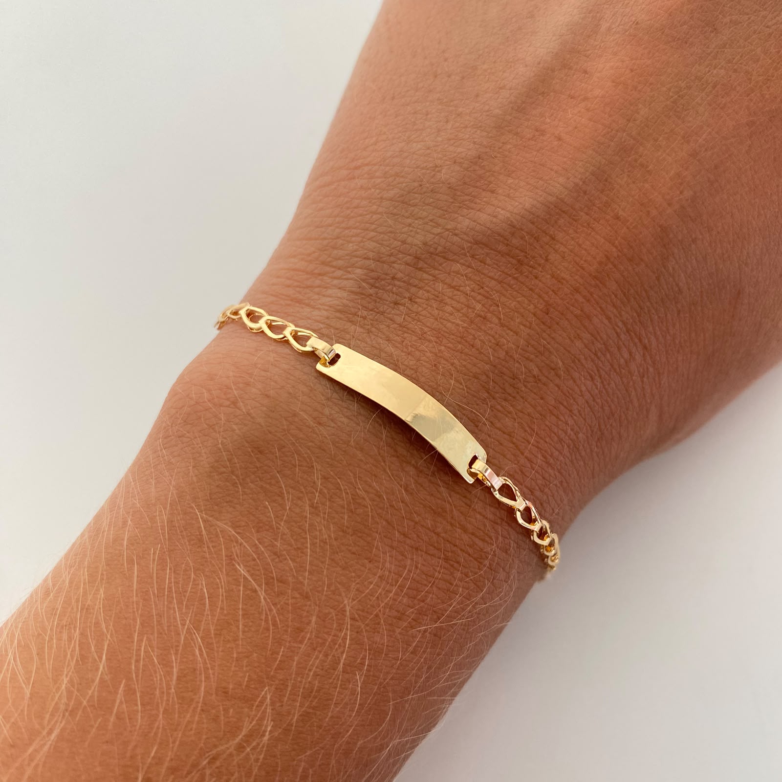 Pulso bebé Placa Rectangular Aro Oro amarillo 18k 1,20 Gr / 2,7 mm / 15 Cm Broche 0,20