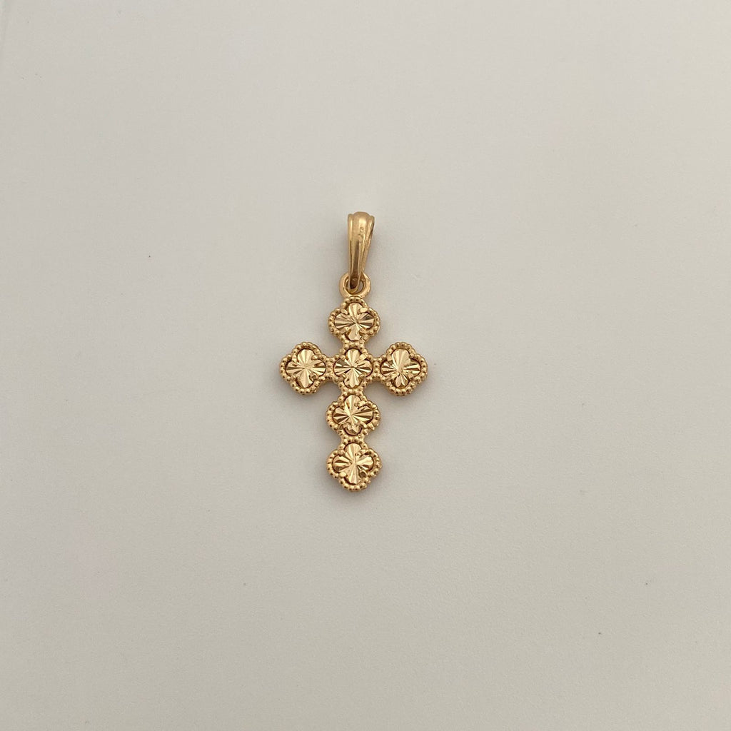 Dije Cruz trebol diamantado Oro amarillo 18k +2 / 2,35 Gr / 1,6 mm / 3 Cm