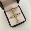 Dije cruz casting verde Oro amarillo y Oro blanco 18k 5,20 Gr / 4,5 Cm