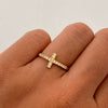 Anillo Cruz Casting Blanco Oro amarillo 18k / Talla 7 / 1,7 Gr / 1,5 mm