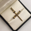 Dije cruz clavo circones negros Oro amarillo 18k 4,2 Gr / 25,05 mm / 5 Cm