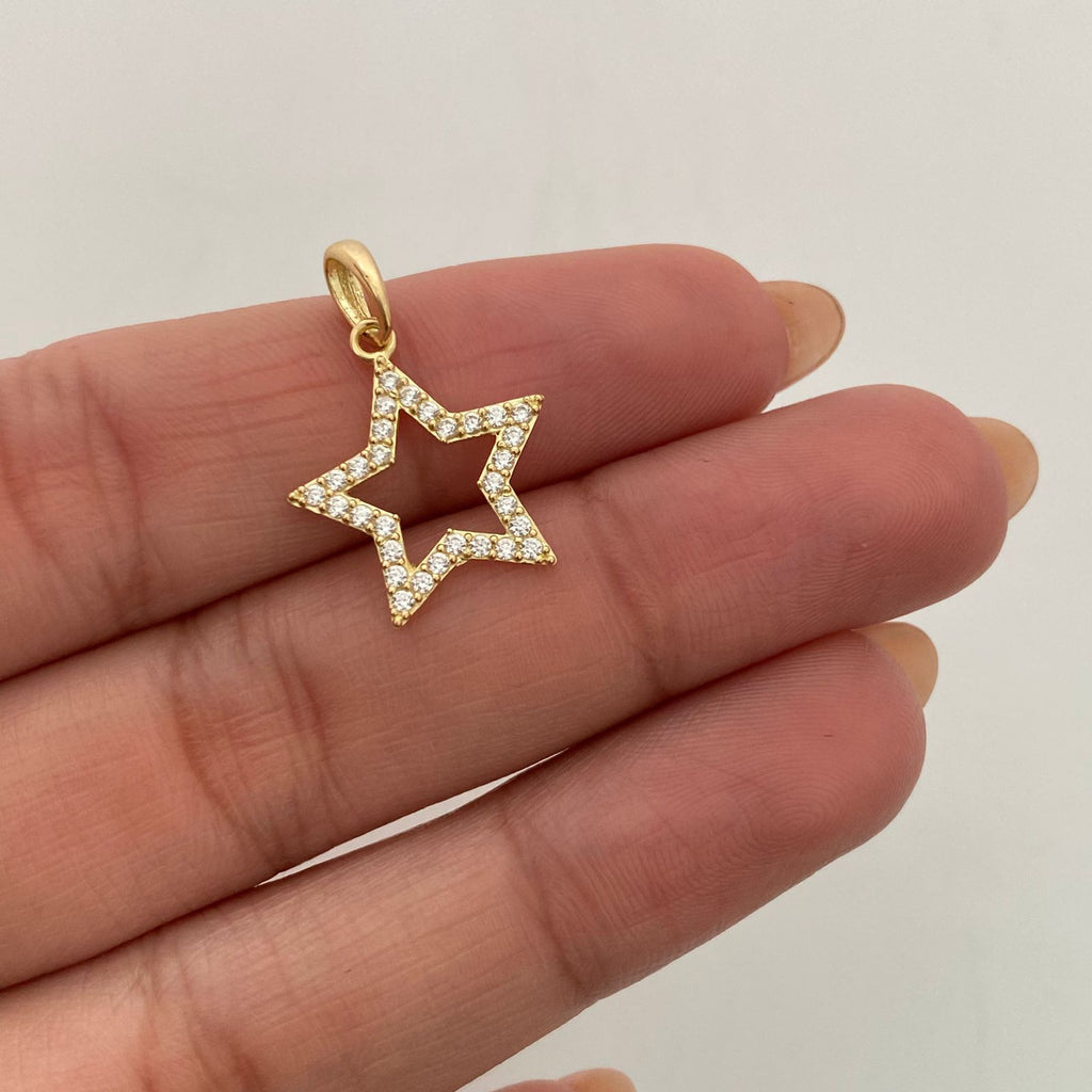 Dije Estrella Casting Blanco Oro amarillo 18k 1,15 Gr / 16 mm / 2,4 Cm