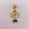 Dije san miguel arcangel circones blancos Oro amarillo y Oro blanco 18k 9,5 Gr / 22,75 mm / 4,5 Cm