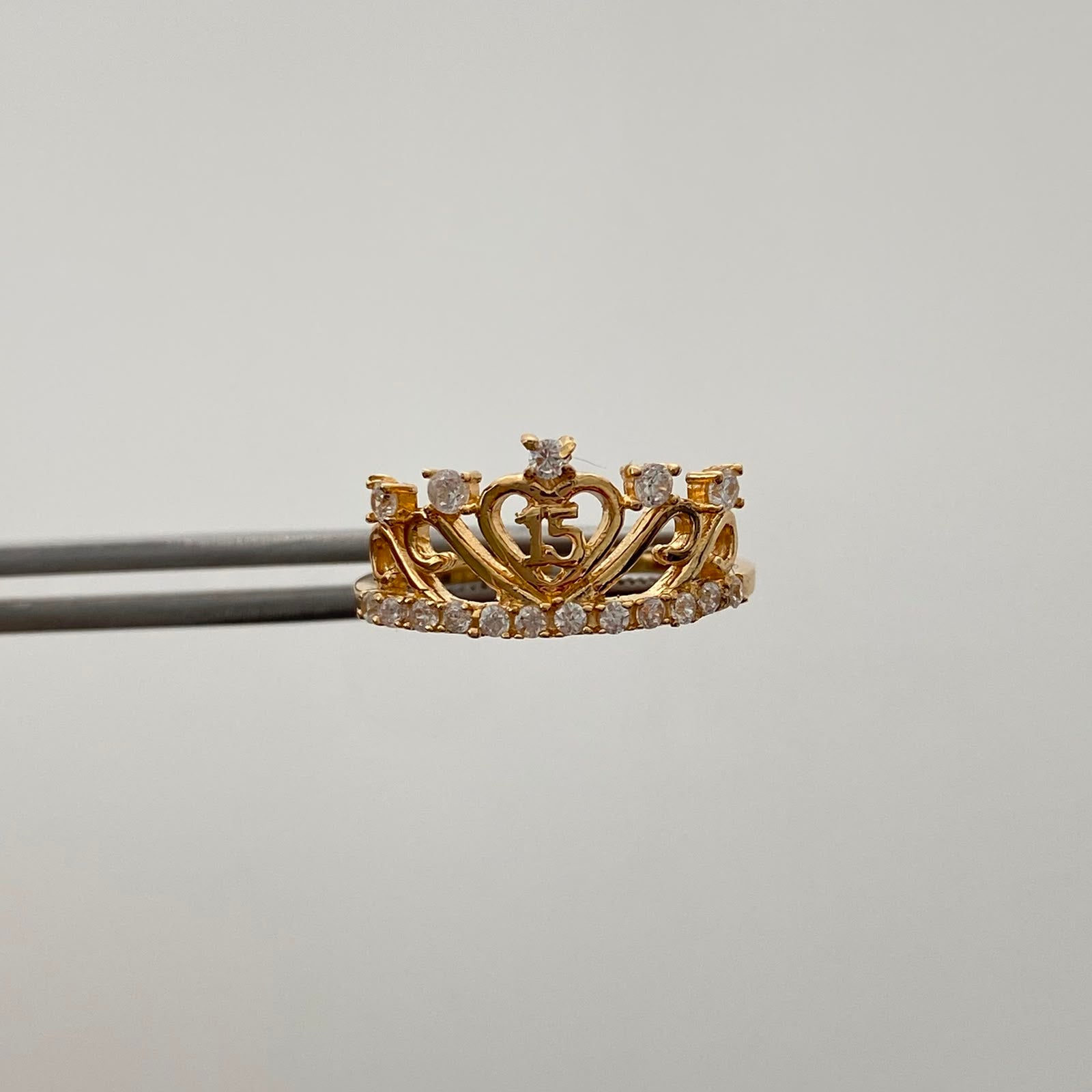 Anillo 15 Casting Blanco Oro amarillo 18k / Talla 7 / 2,6 Gr