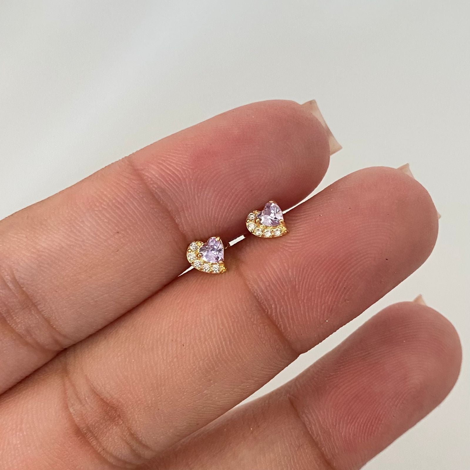 Topos corazón circon lila Oro amarillo 18k 0,8 Gr / 5,0 mm