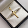 Dije Cruz tubular Oro amarillo 18k 0,65 Gr / 12,9 mm / 3 Cm