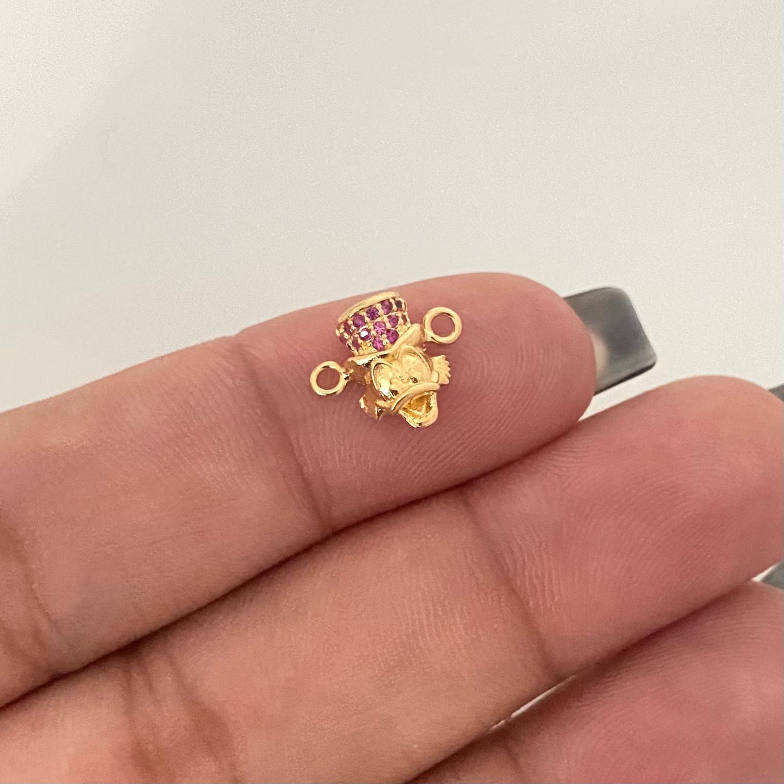 Herraje pato sombrero casting fucsia Oro amarillo 18k 1,10 Gr / 1,0 Cm