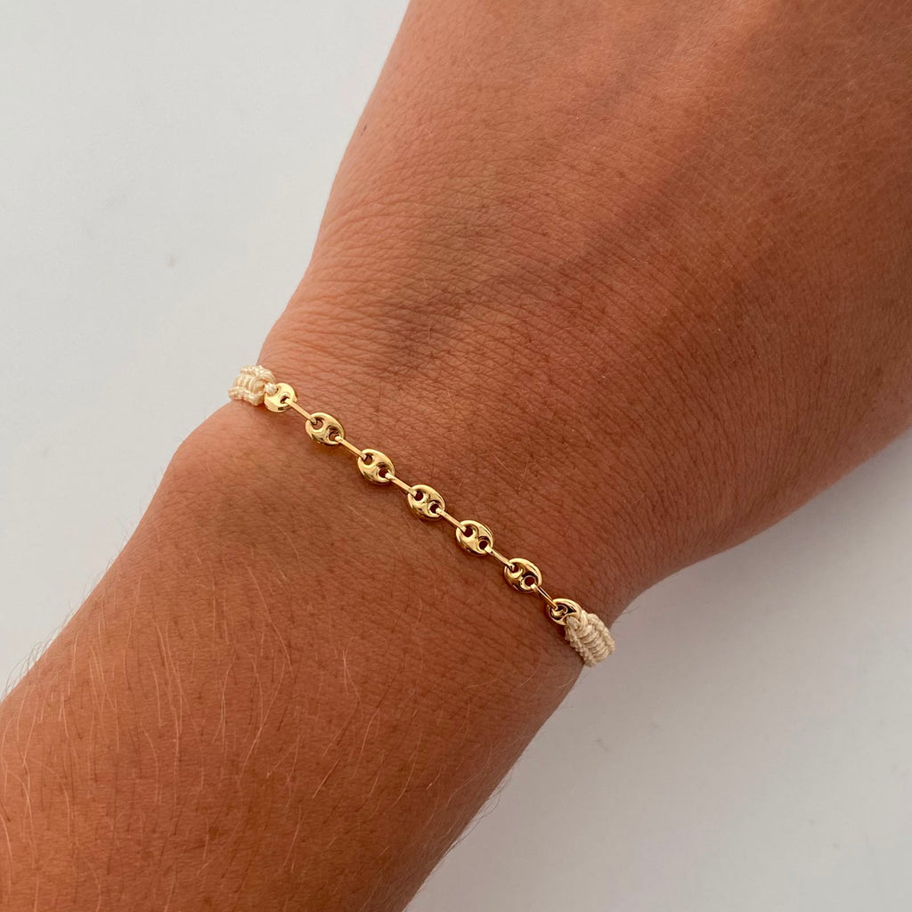 Pulsera tejida Gc Liso Beige Oro amarillo 18k 0,4 Gr