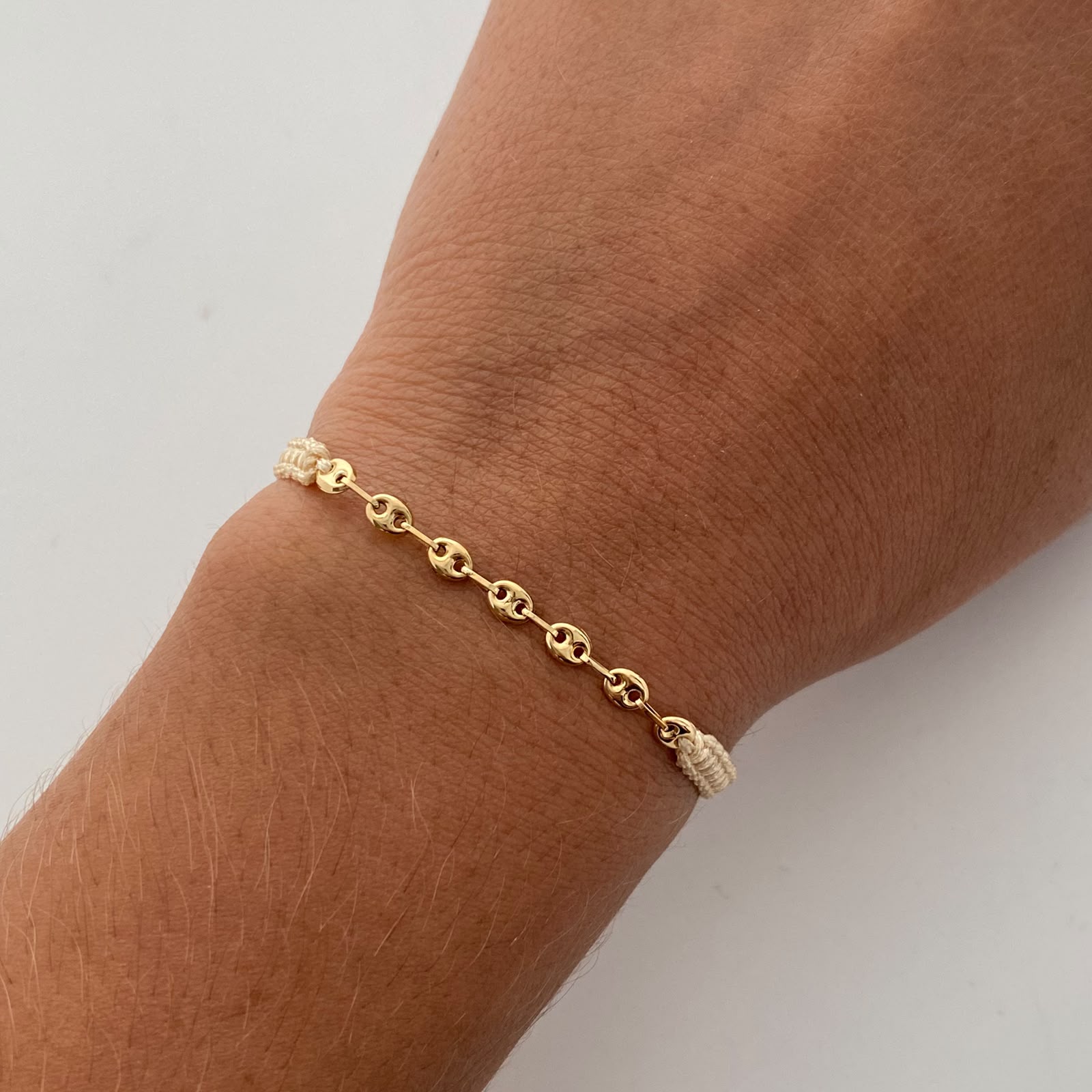 Pulsera tejida Gc Liso Beige Oro amarillo 18k 0,4 Gr