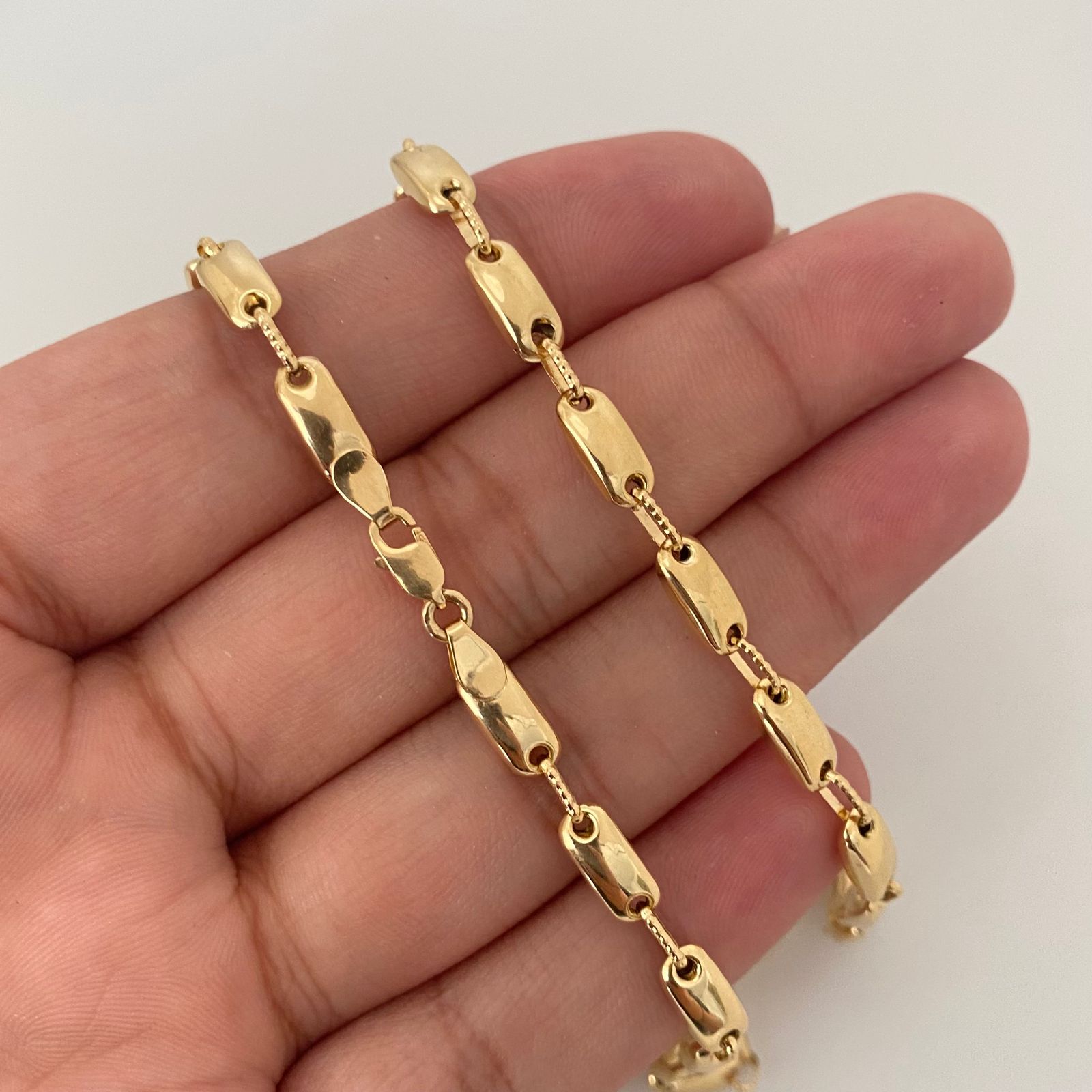 Cadena rustica eslabones lisos Oro amarillo 18k 14,60 Gr / 4,5 mm / 60 Cm Broche 0,40