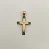 Dije It Dije Cruz circones negros,blancos y verdes  Oro amarillo 18k +4 / 4,05 Gr / 41,1 Cm