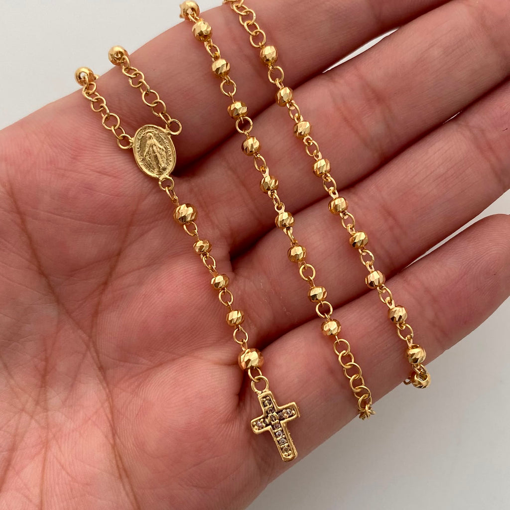 Rosario Bola Diamantada 3mm Casting Oro amarillo 18k 7,55 Gr / 2,9 mm / 50 Cm Broche 0,30