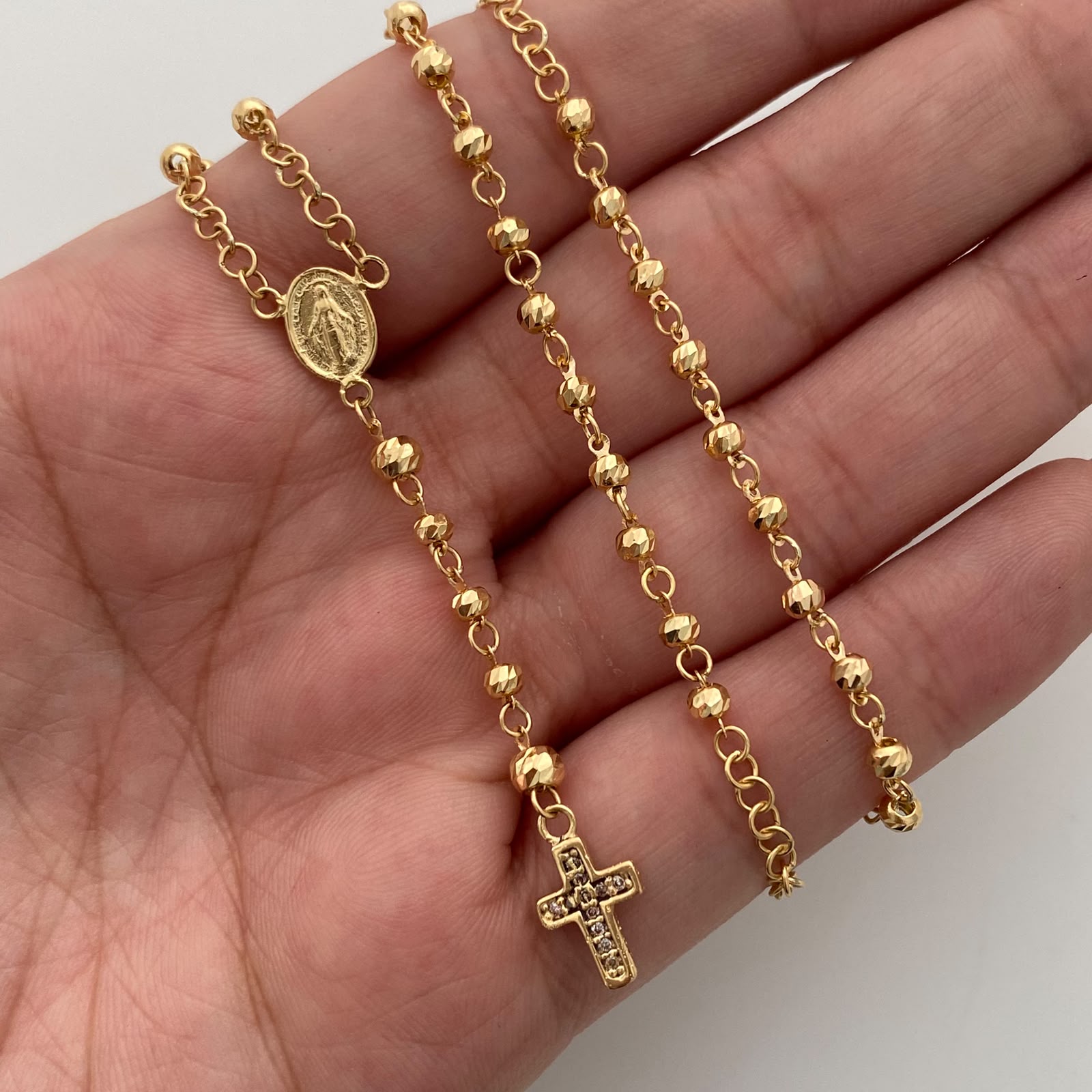 Rosario Bola Diamantada 3mm Casting Oro amarillo 18k 7,05 Gr / 2,9 mm / 48 Cm Broche 0,30
