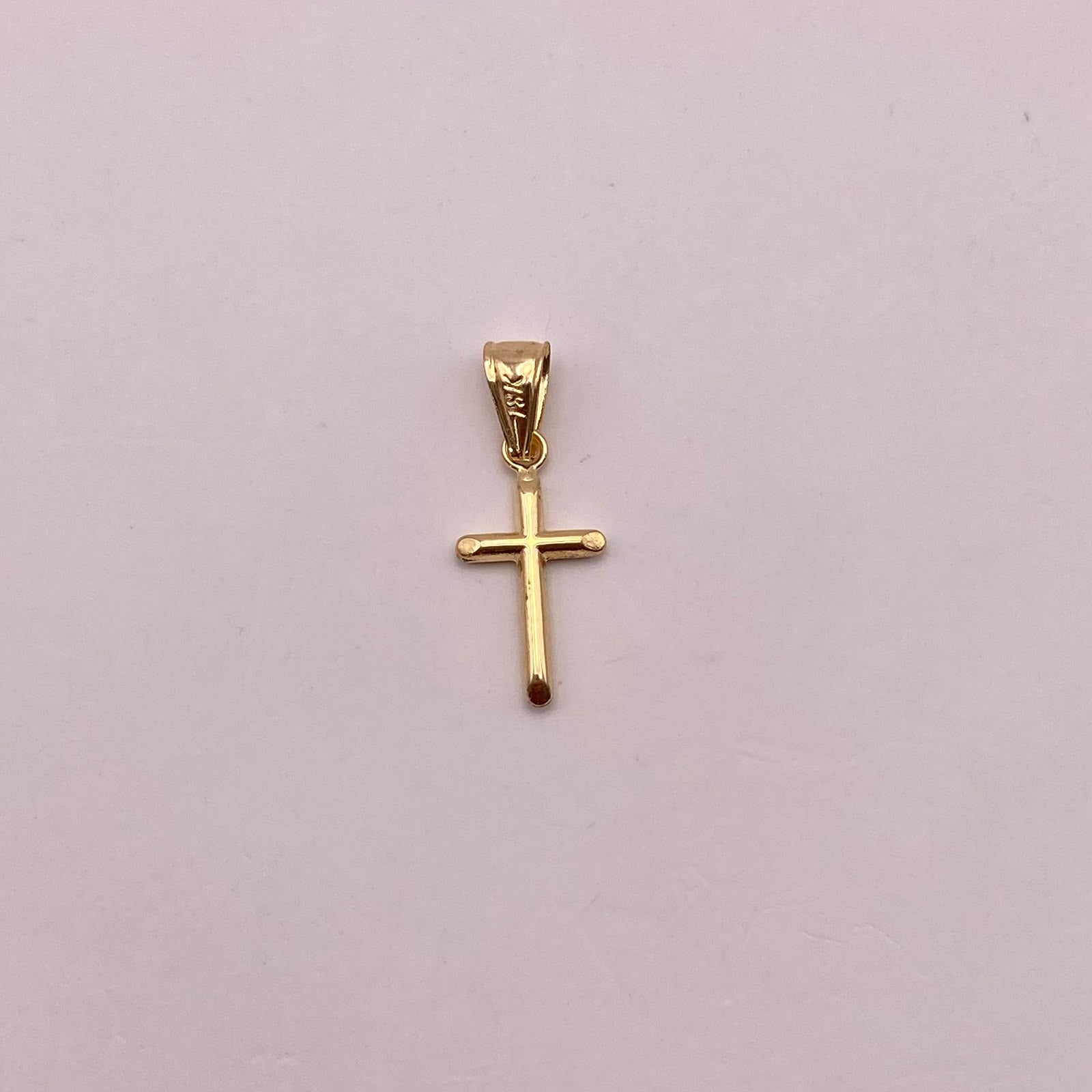 Dije Cruz tubular Oro amarillo 18k 0,4 Gr / 9,6 mm / 2,5 Cm