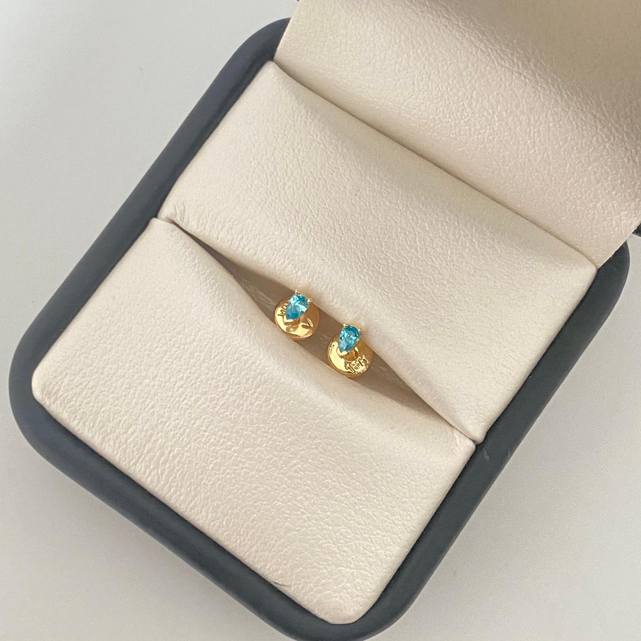 Topos mini gota circon turquesa Oro amarillo 18k 0,50 Gr / 2,3 mm