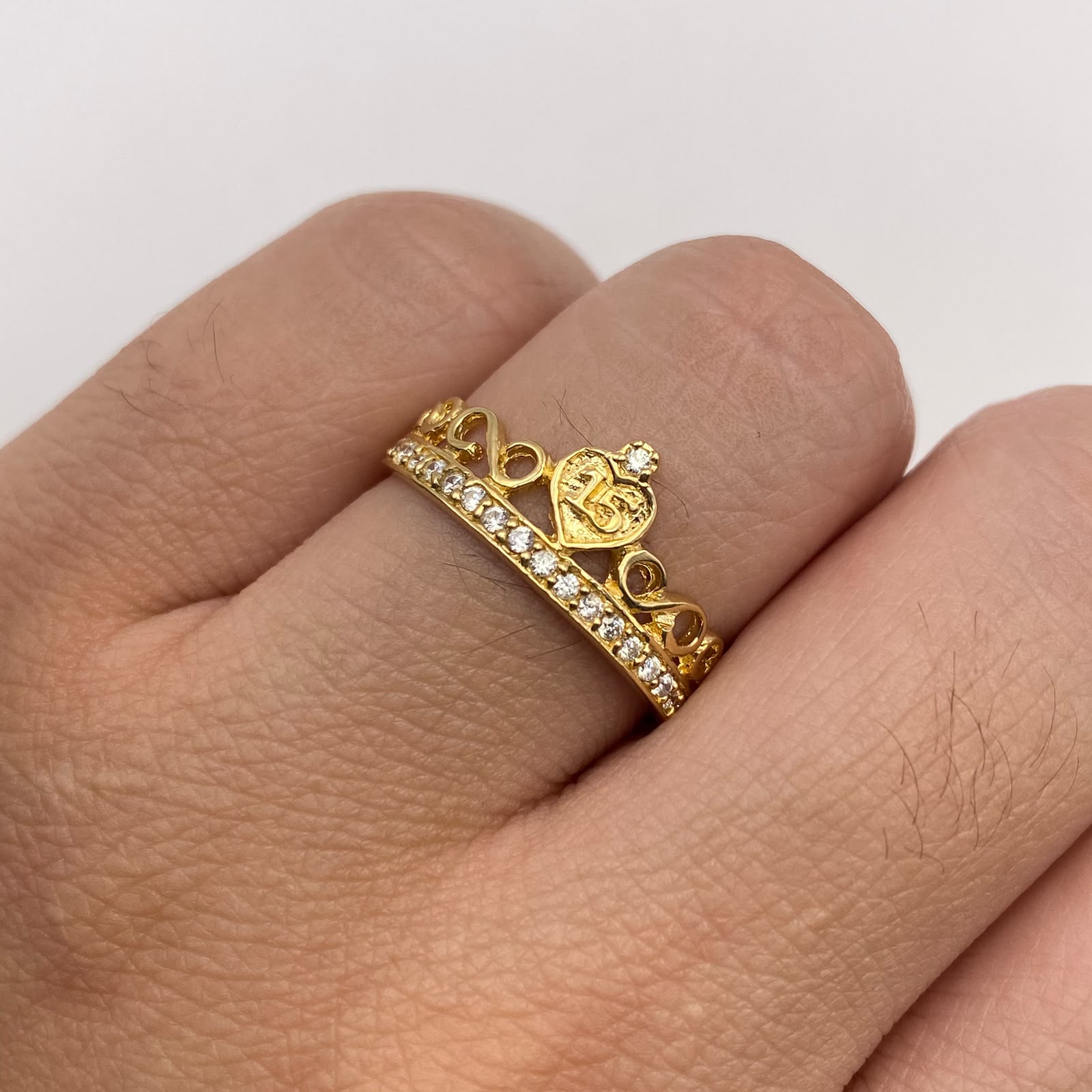 Anillo 15 infinitos circones blancos Oro amarillo 18k / Talla 8 / 2,19 Gr / 2,25 mm