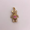 Dije Oso articulado circones blancos corazon fucsia Oro amarillo 18k 5,81 Gr / 14,9 mm / 2,9 Cm