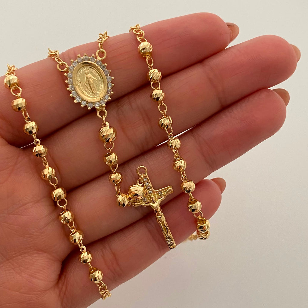 Rosario Virgen Milagrosa Casting Oro amarillo 18k 12,45 Gr / 4 mm / 60 Cm Broche 0,40
