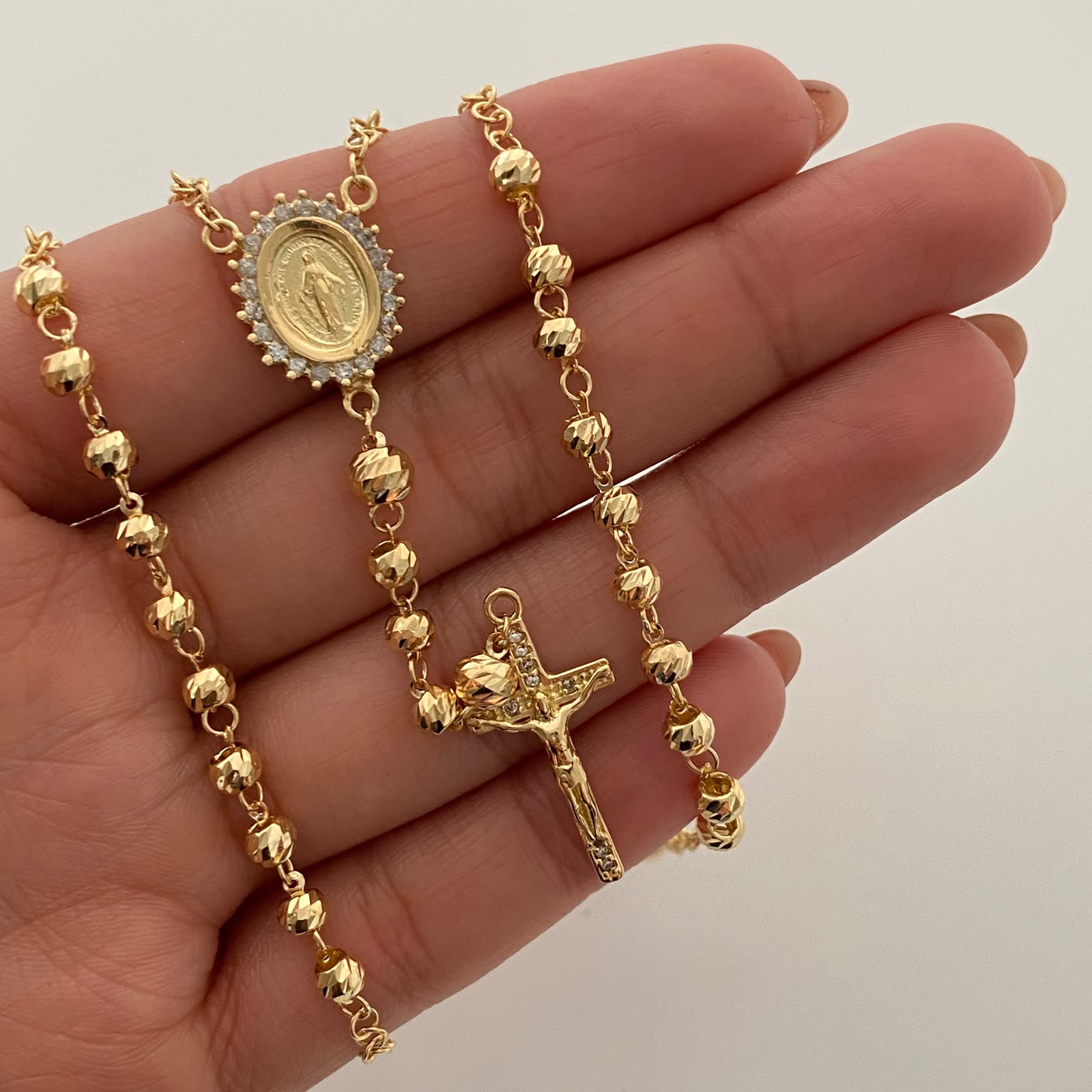 Rosario Virgen Milagrosa Casting Oro amarillo 18k 12,45 Gr / 4 mm / 60 Cm Broche 0,40