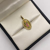 Dije virgen de guadalupe con circones verdes y fucsias  Oro amarillo 18k 1,95 Gr / 11,55 mm / 2,5 Cm