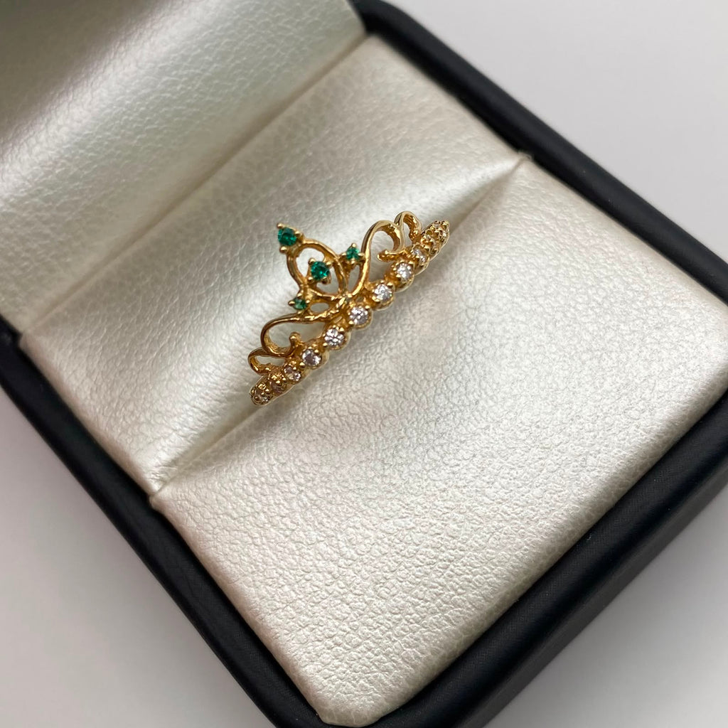 Anillo 15 Tiara Casting verde Oro amarillo 18k / Talla 7 / 1,65 Gr