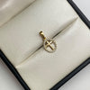 Dije  silueta cruz central circones blancos Oro amarillo 18k 0,7 Gr / 9,35 mm / 2 Cm