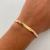 Pulsera tejida Placa Bola Diamantada 4mm beige Oro amarillo 18k 0,6 Gr