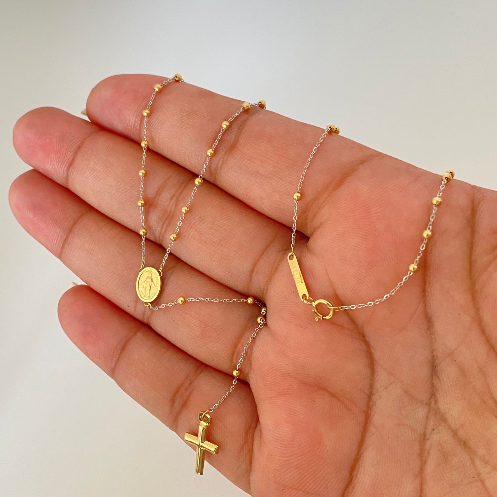 Rosario It virgen milagrosa Oro amarillo y Oro blanco 18k +3 / 2,75 Gr / 2,0 mm / 50 Cm