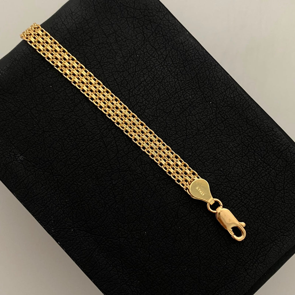 Pulso It China Dos Carriles Oro amarillo 18k +1 / 8,6 Gr / 6,2 mm / 20 Cm
