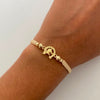 Pulsera tejida Herradura casting bolas diamantadas 5y4mm Oro amarillo 18k 1,45 Gr