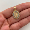 Dije Redondo Casting Azul Pastel Virgen Milagrosa Oro amarillo 18k 2,5 Gr / 15,9 mm / 2,6 Cm