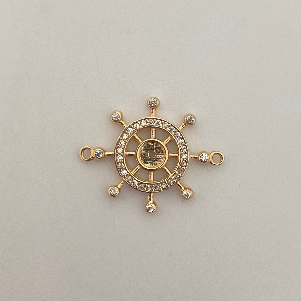 Herraje timón casting blanco Oro amarillo 18k 2,15 Gr / 2,0 Cm